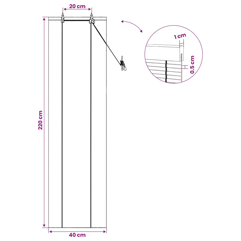 vidaXL Roleta brązowy 40 x 220 cm Bambus