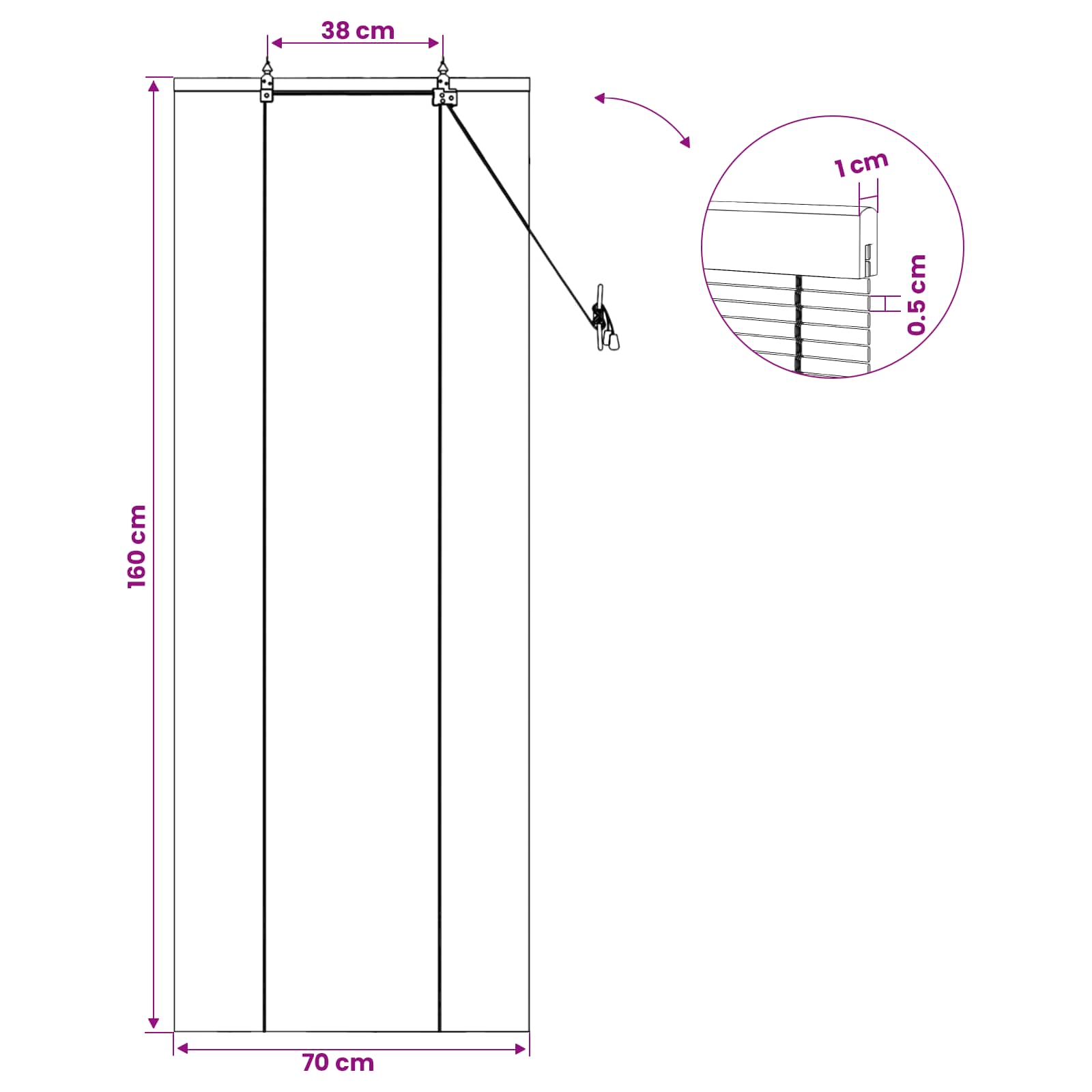 vidaXL Roleta brązowy 70 x 160 cm Bambus