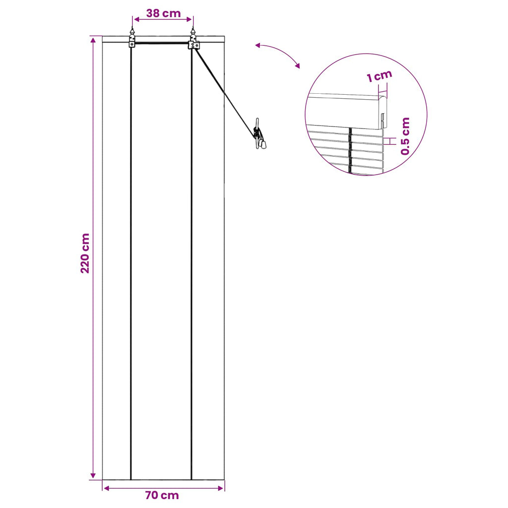 vidaXL Roleta brązowy 70 x 220 cm Bambus