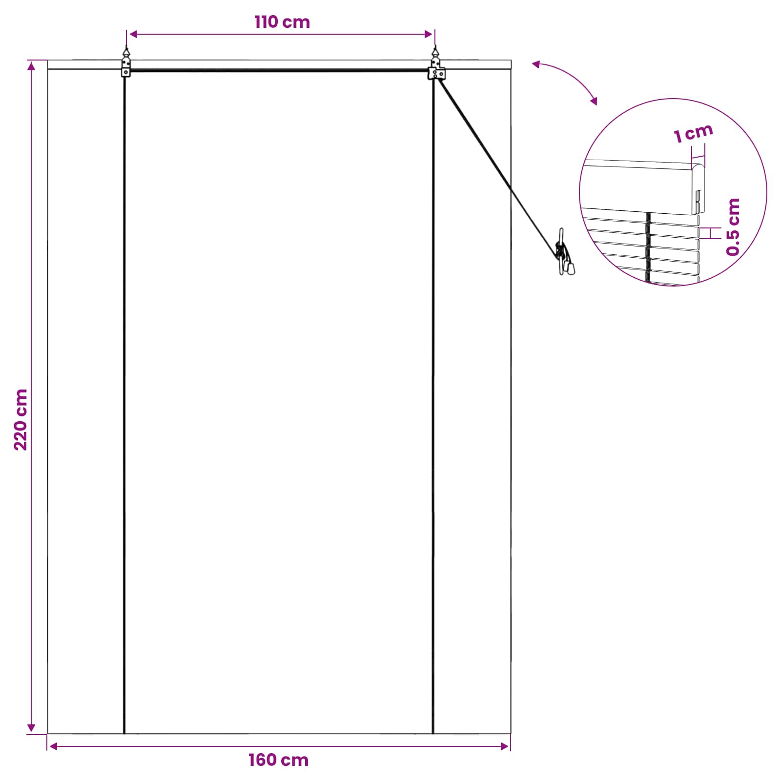 vidaXL Roleta brązowy 160 x 220 cm Bambus