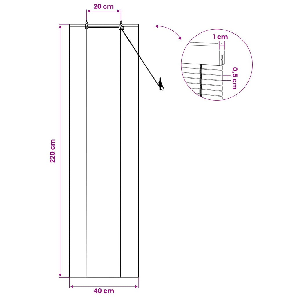 vidaXL Roleta naturalny 40 x 220 cm Bambus