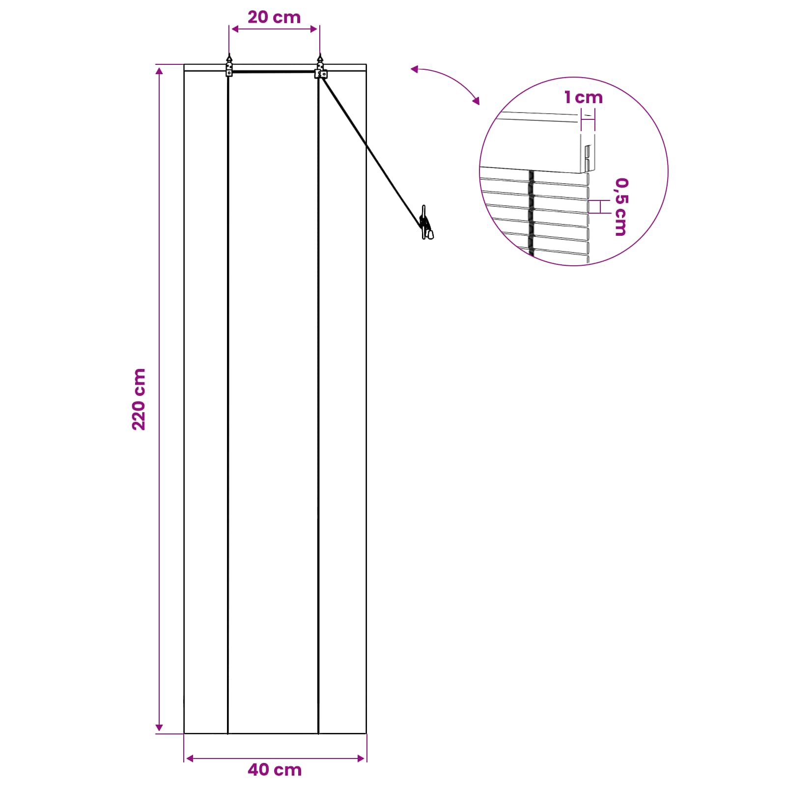 vidaXL Roleta naturalny 40 x 220 cm Bambus