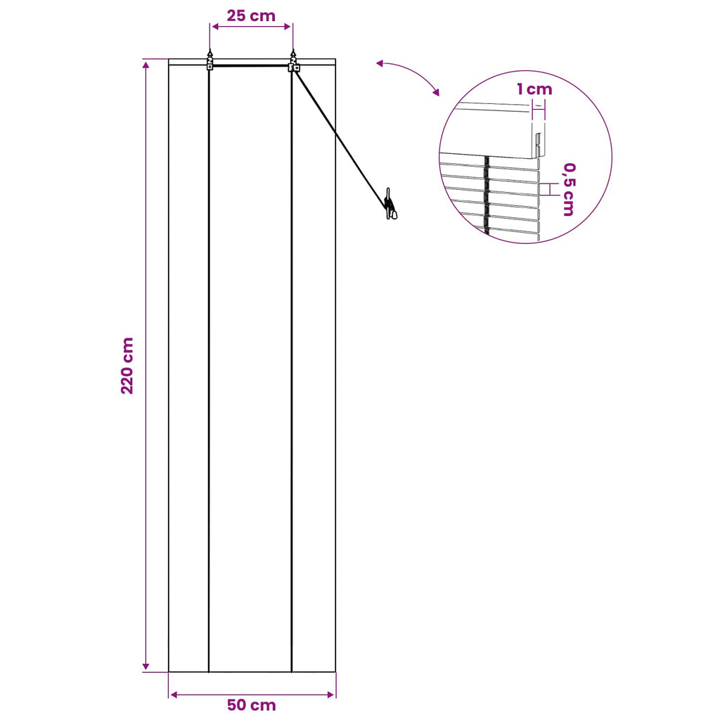 vidaXL Roleta naturalny 50 x 220 cm Bambus