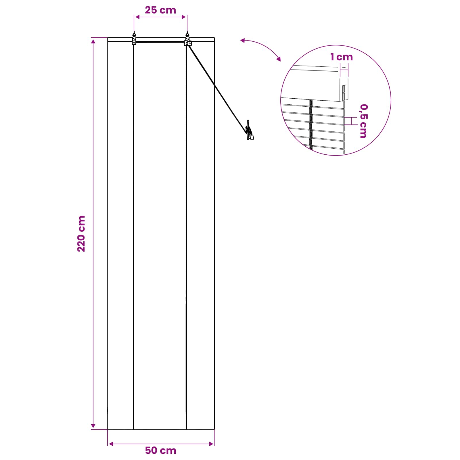 vidaXL Roleta naturalny 50 x 220 cm Bambus