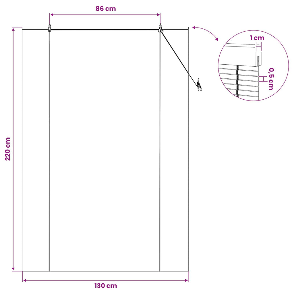 vidaXL Roleta naturalny 130 x 220 cm Bambus