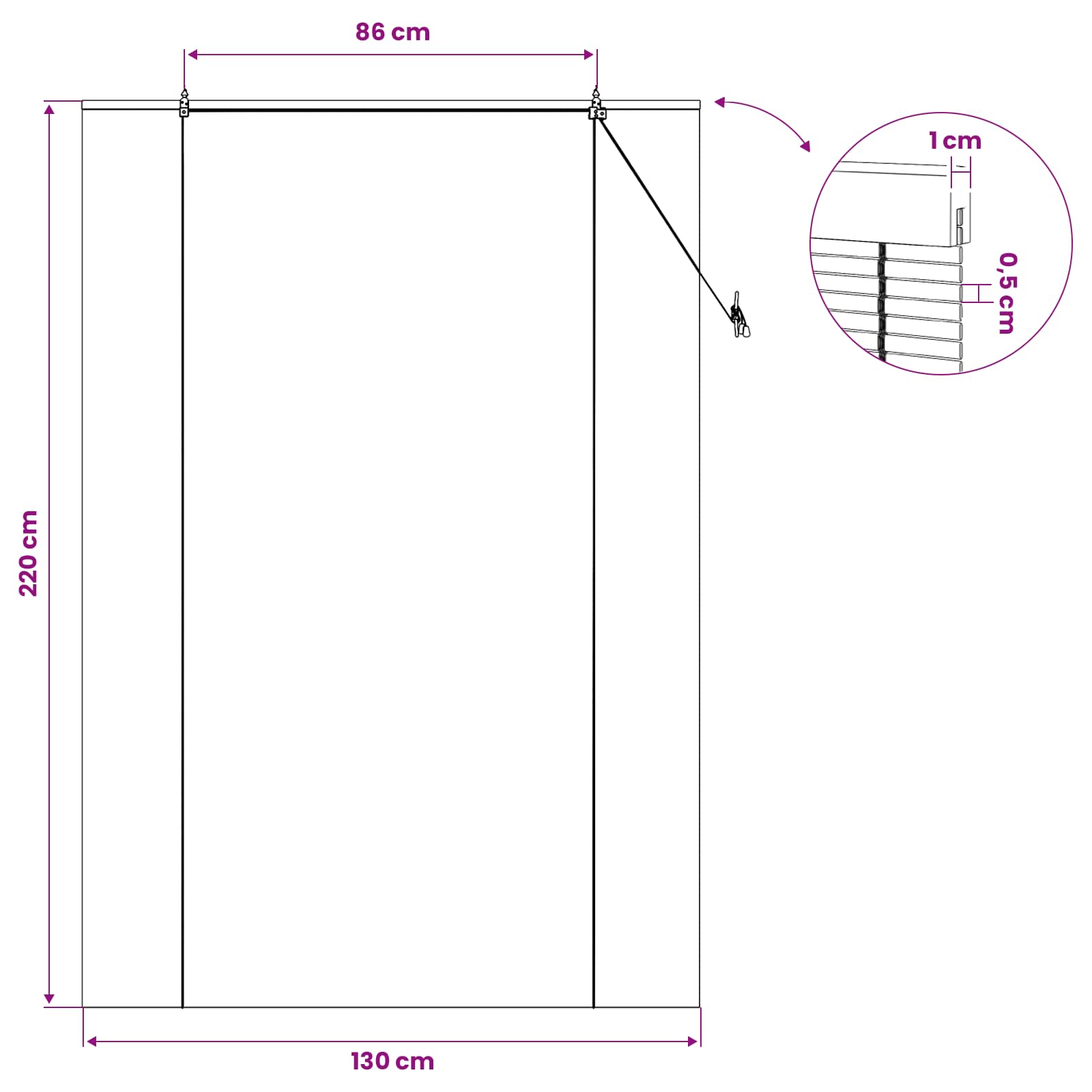 vidaXL Roleta naturalny 130 x 220 cm Bambus