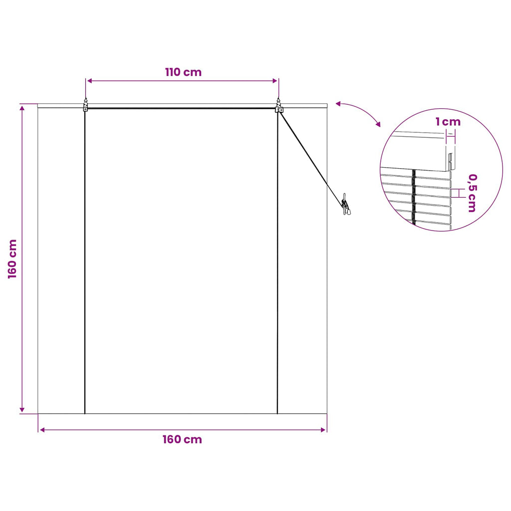 vidaXL Roleta naturalny 160 x 160 cm Bambus