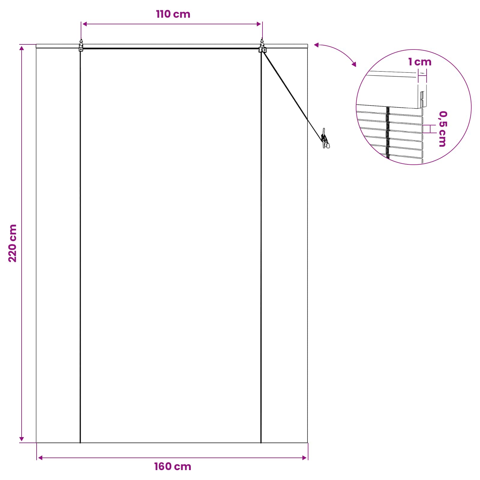 vidaXL Roleta naturalny 160 x 220 cm Bambus