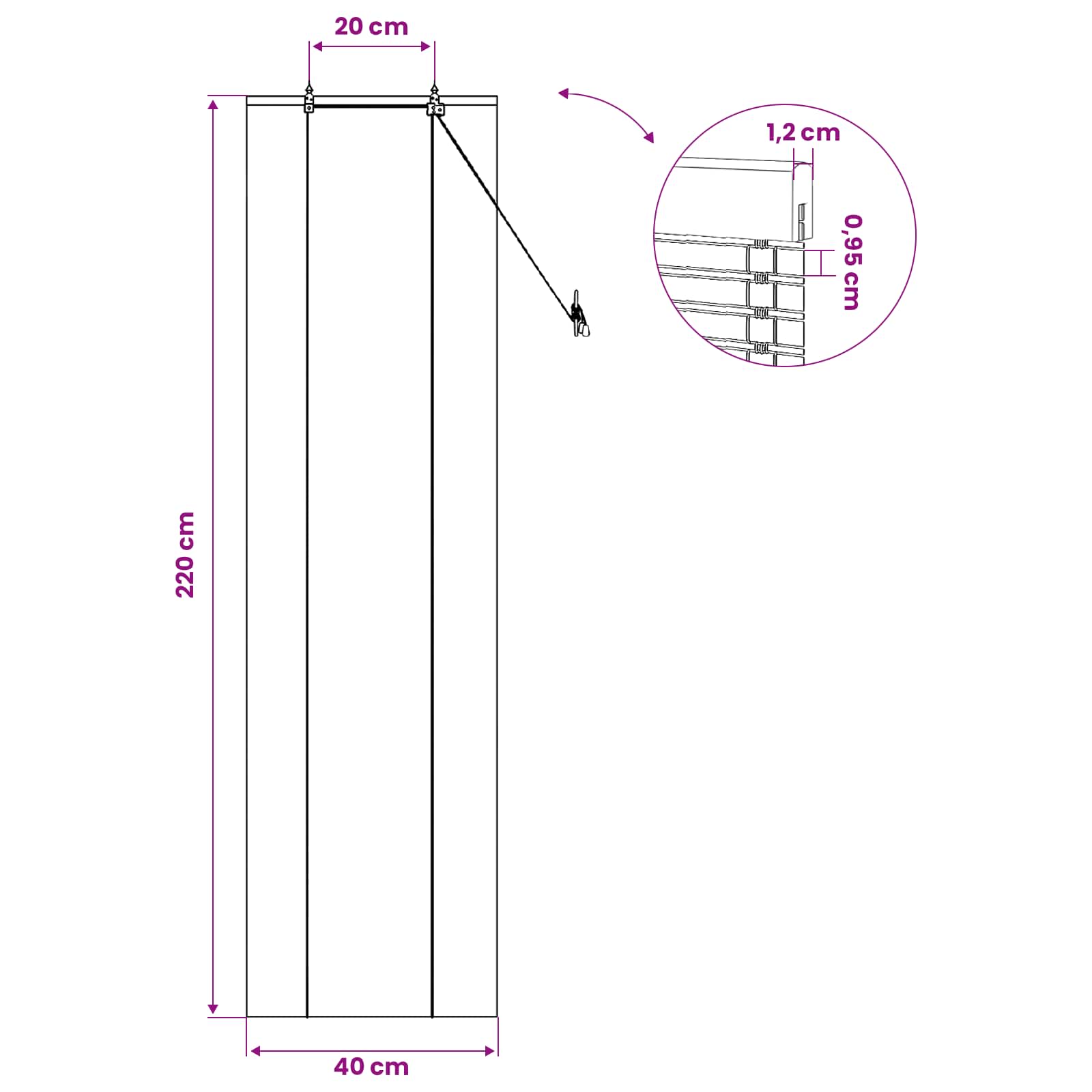 vidaXL Roleta natura 40 x 220 cm Bambus