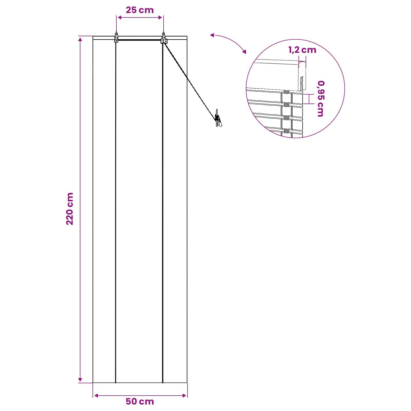 vidaXL Roleta natura 50 x 220 cm Bambus