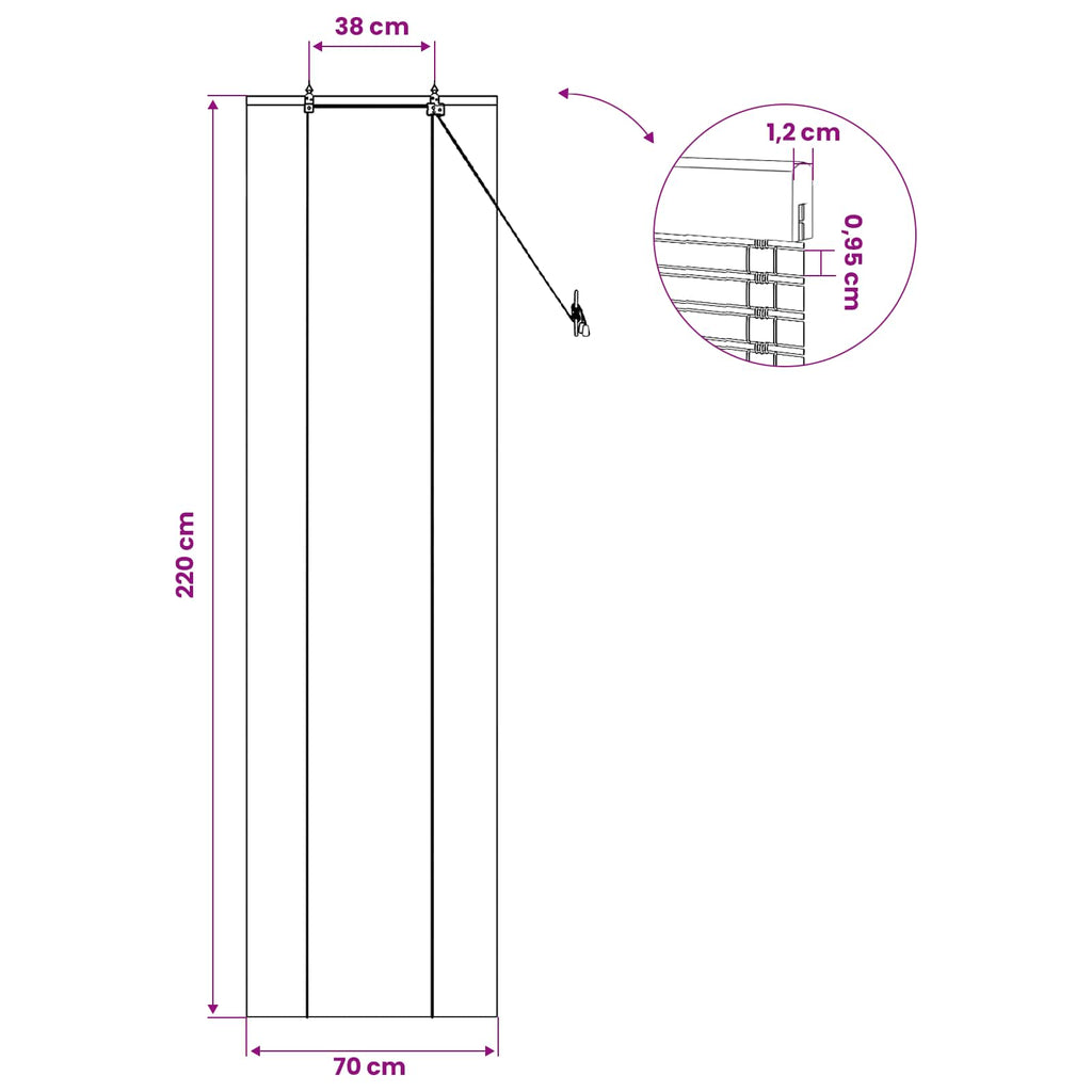 vidaXL Roleta natura 70 x 220 cm Bambus
