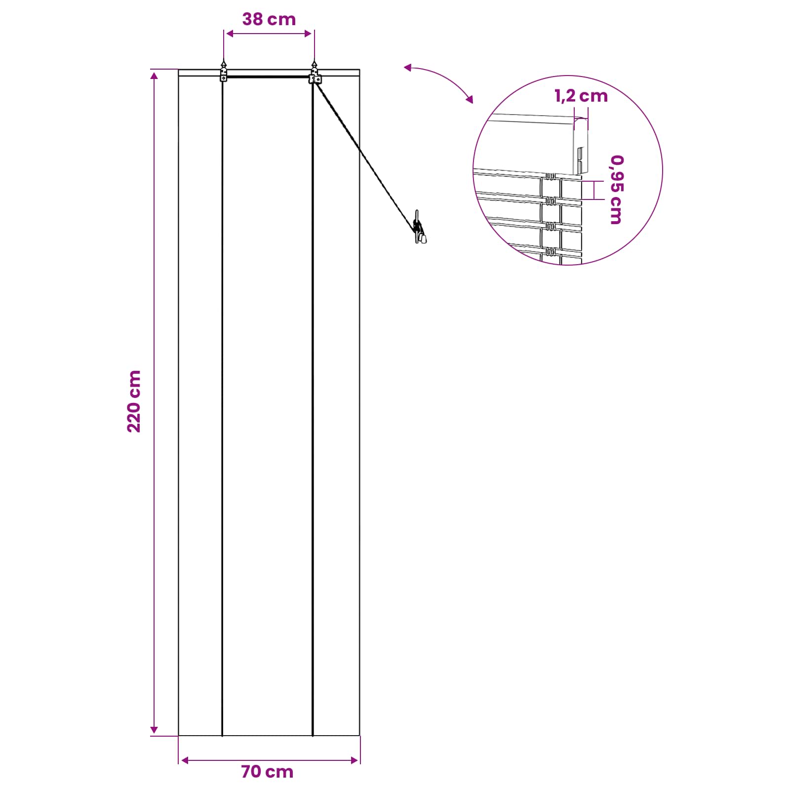 vidaXL Roleta natura 70 x 220 cm Bambus