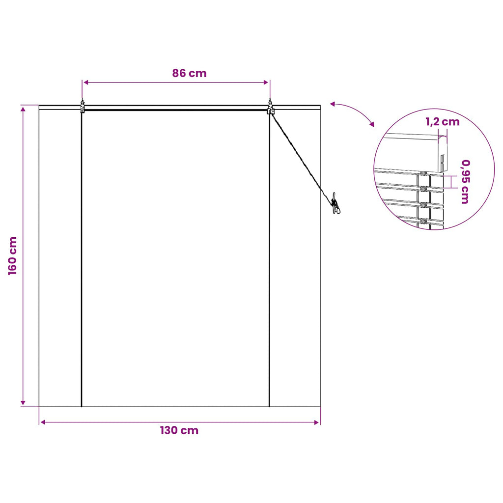 vidaXL Roleta natura 130 x 160 cm Bambus