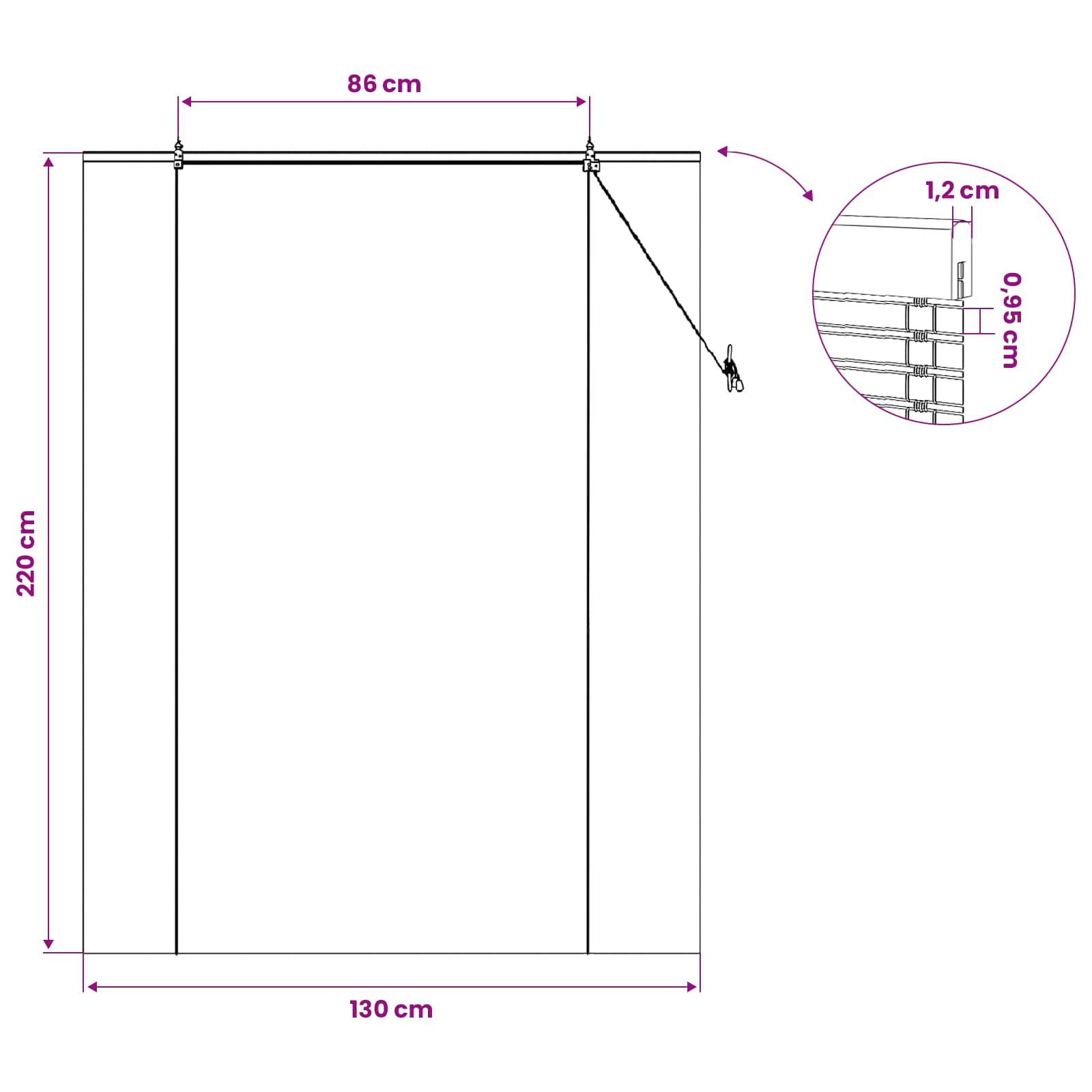 vidaXL Roleta natura 130 x 220 cm Bambus