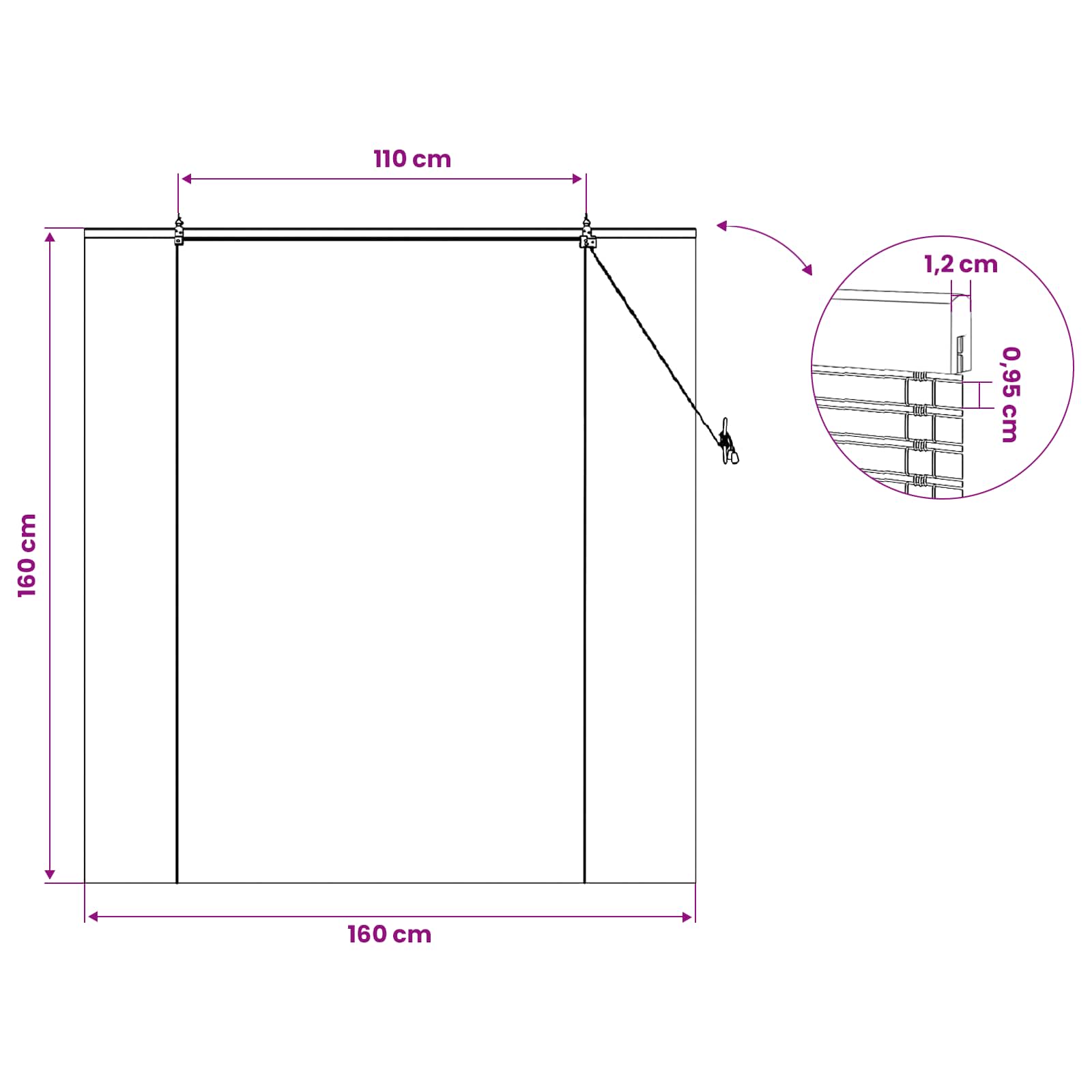 vidaXL Roleta natura 160 x 160 cm Bambus