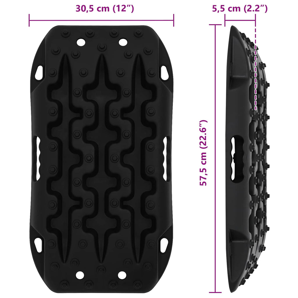 vidaXL Deska trakcyjna 2 pcs Czarny 57,5x30,5x5,5 cm Wzmocniony nylon