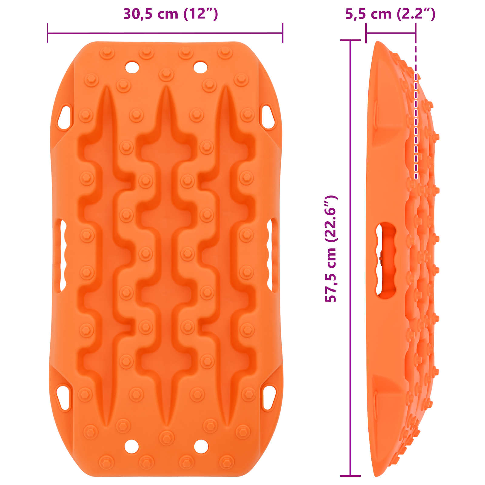 vidaXL Deska trakcyjna 2 pcs pomarańczowy 57,5x30,5x5,5 cm
