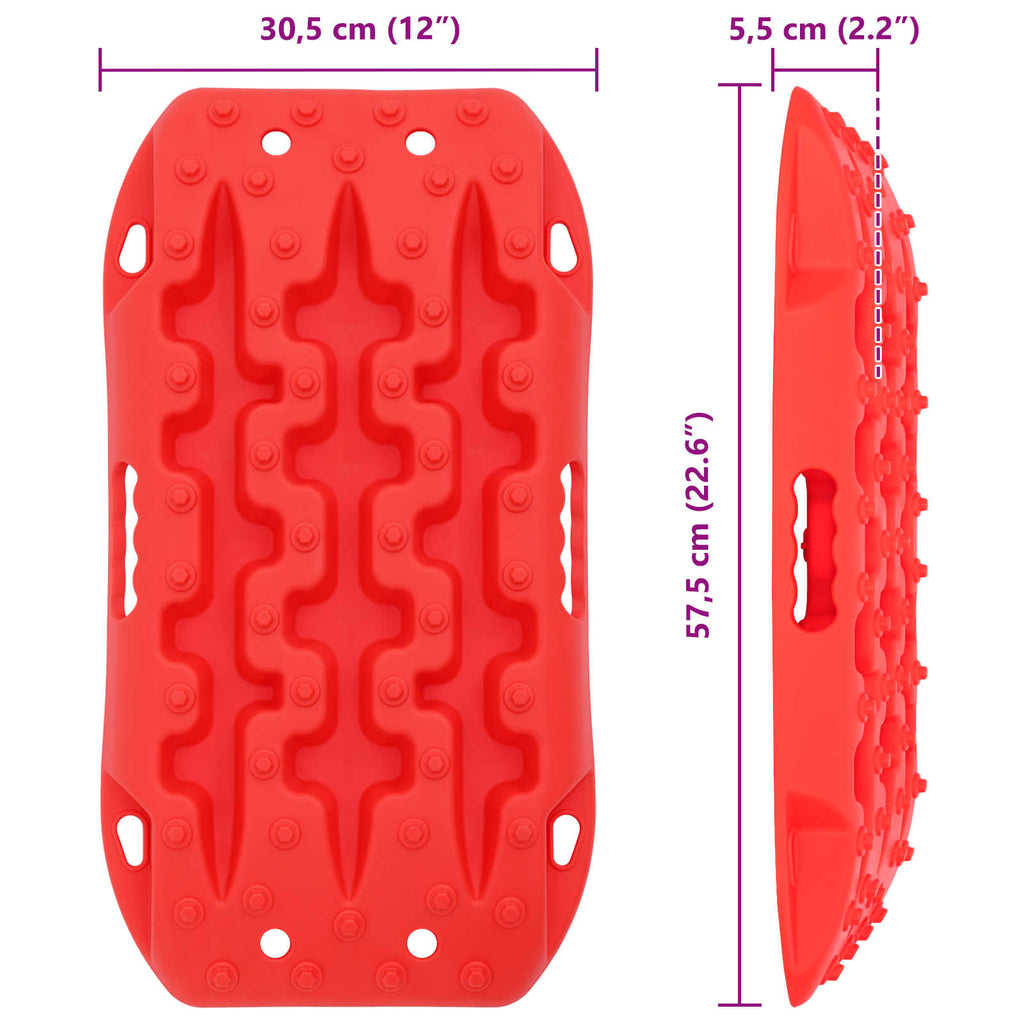 vidaXL Deska trakcyjna 2 pcs czerwony 57,5 x 30,5 x 5,5 cm