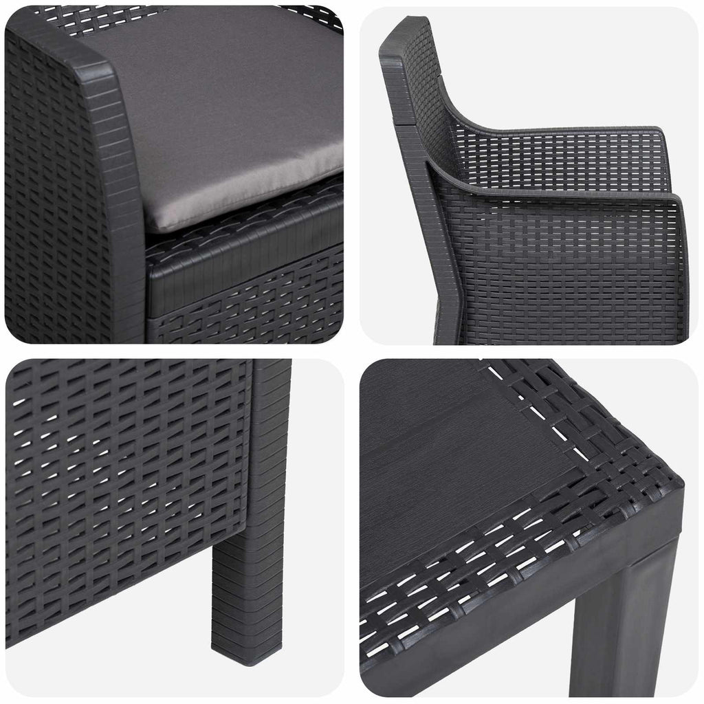 vidaXL Zestaw wypoczynkowy z poduszką 3 pcs antracytowy PP
