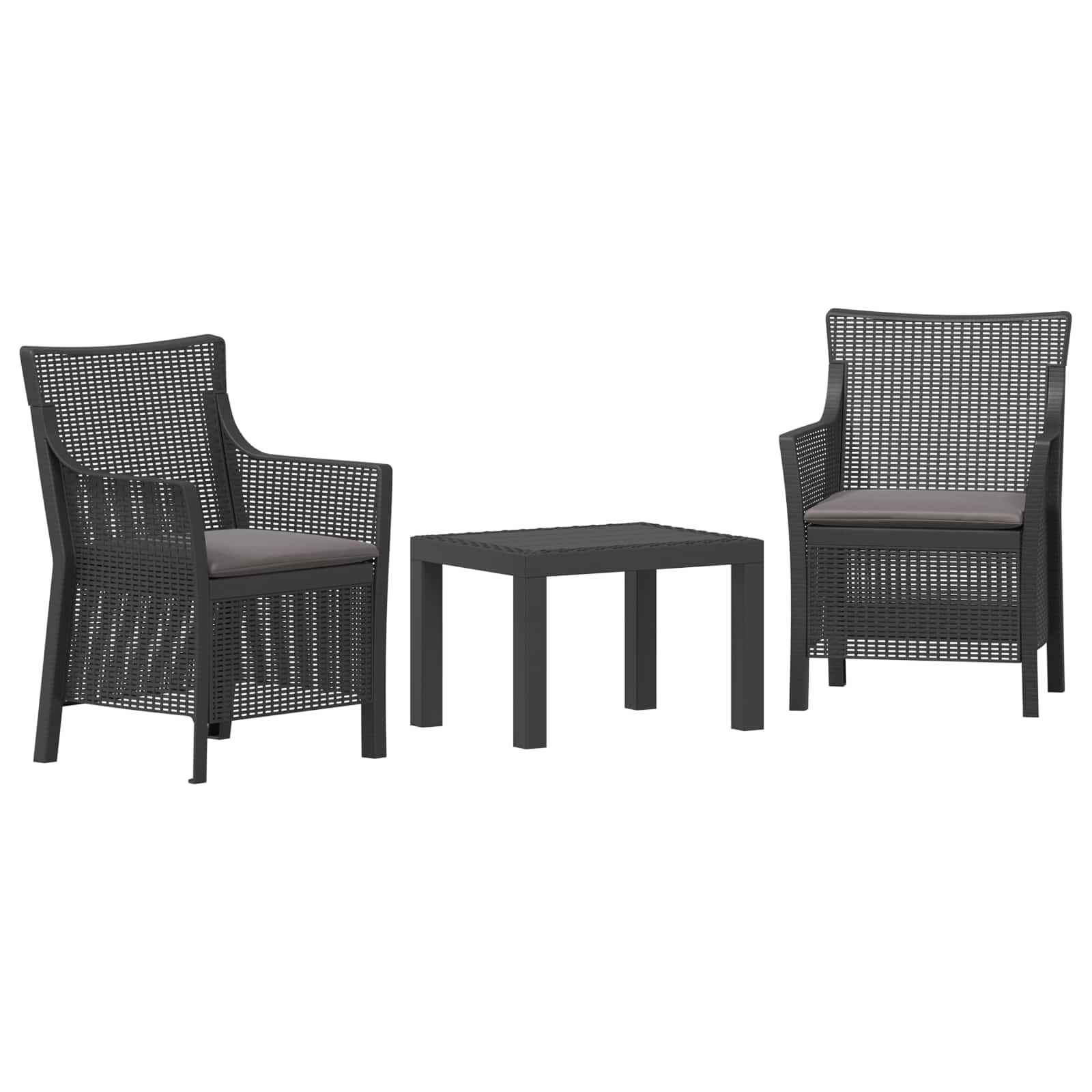 vidaXL Zestaw wypoczynkowy z poduszką 3 pcs antracytowy PP