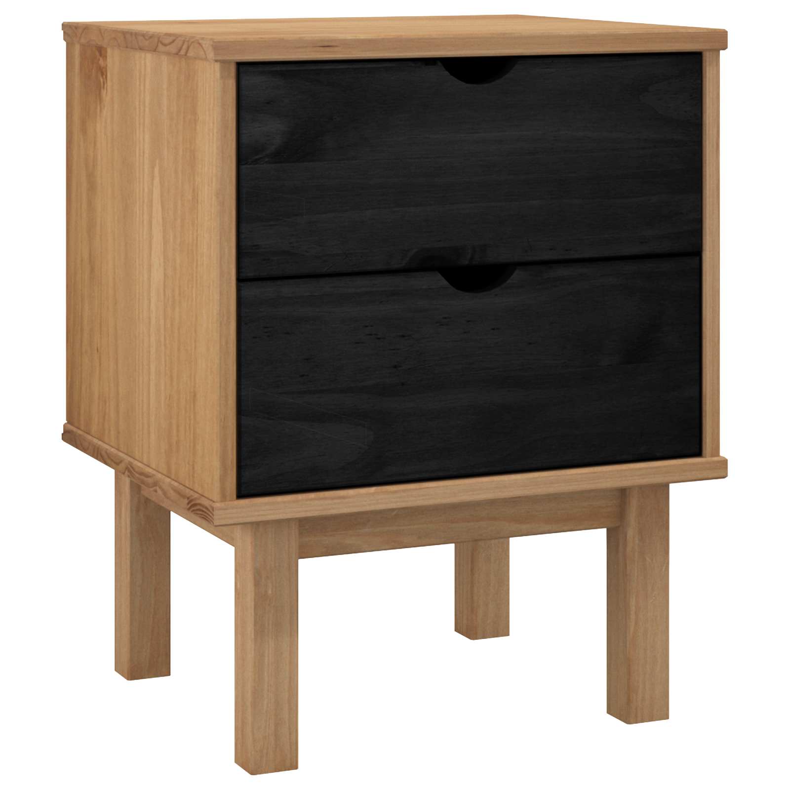 vidaXL Stolik nocny OTTA Czarny 45 x 39 x 57 cm Lite drewno sosnowe
