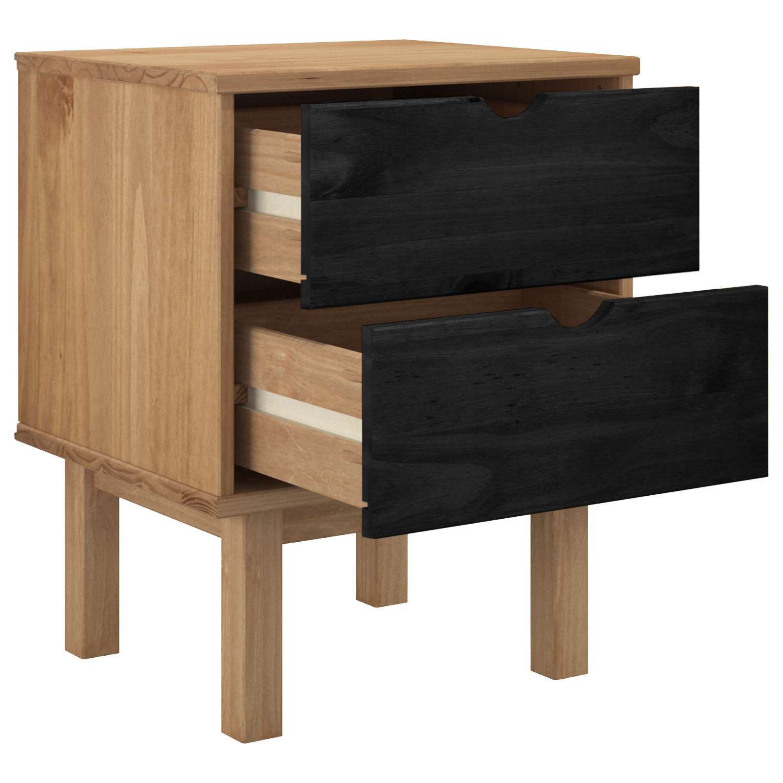 vidaXL Stolik nocny OTTA Czarny 45 x 39 x 57 cm Lite drewno sosnowe