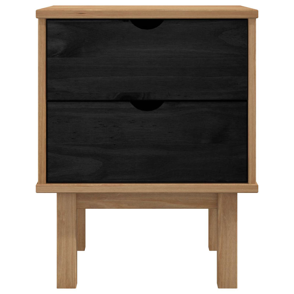 vidaXL Stolik nocny OTTA Czarny 45 x 39 x 57 cm Lite drewno sosnowe