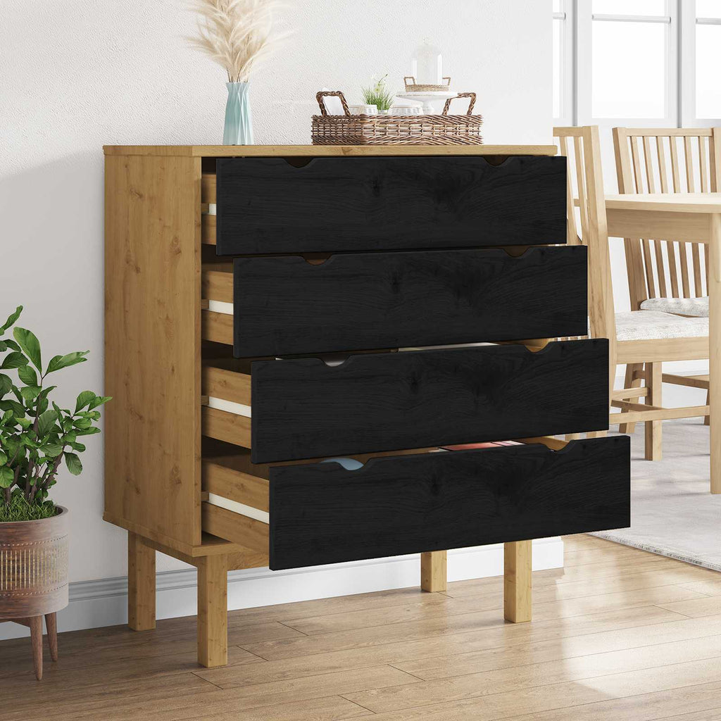vidaXL Komoda z szufladami z szufladą OTTA Czarny 76,5 x 39,5 x 90 cm