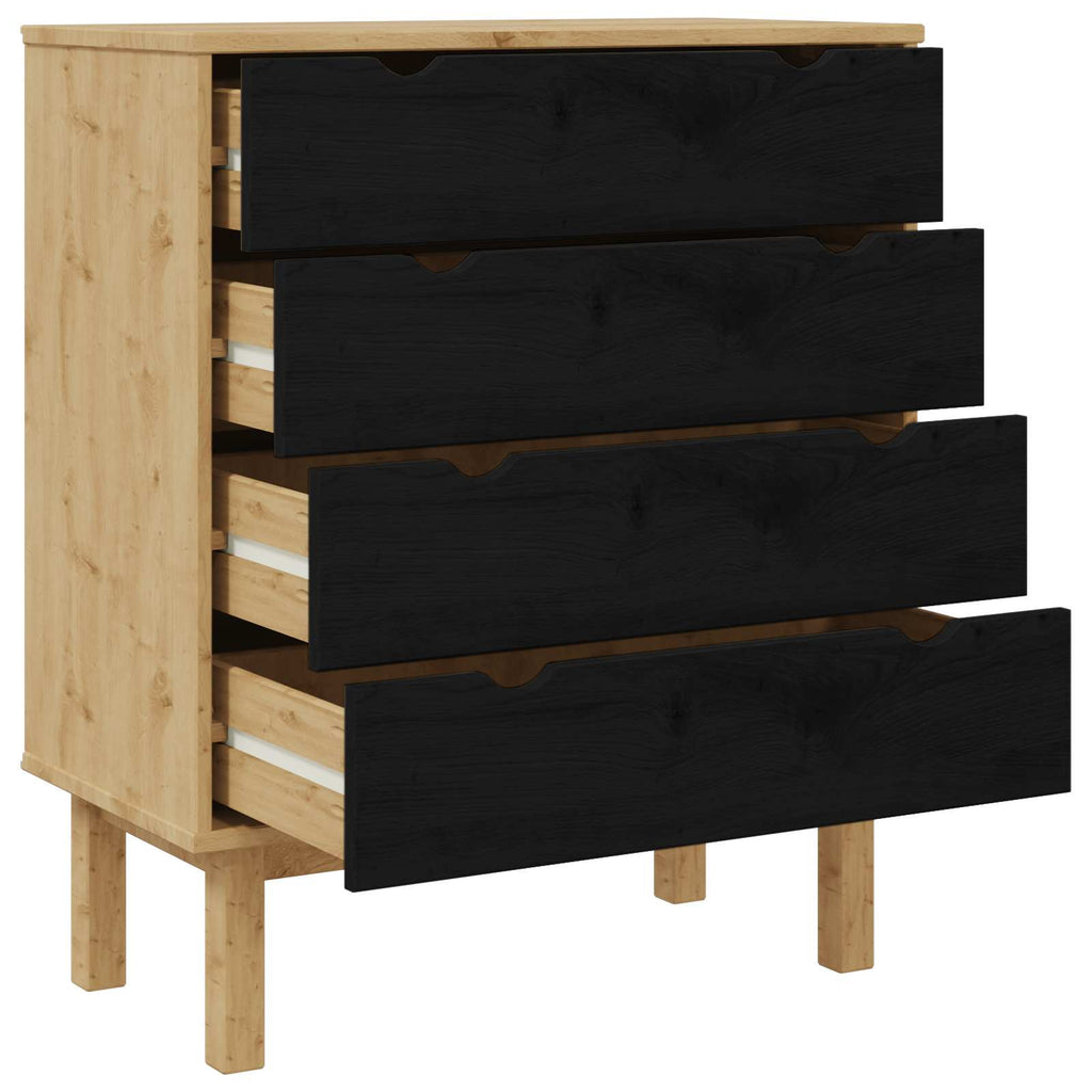 vidaXL Komoda z szufladami z szufladą OTTA Czarny 76,5 x 39,5 x 90 cm