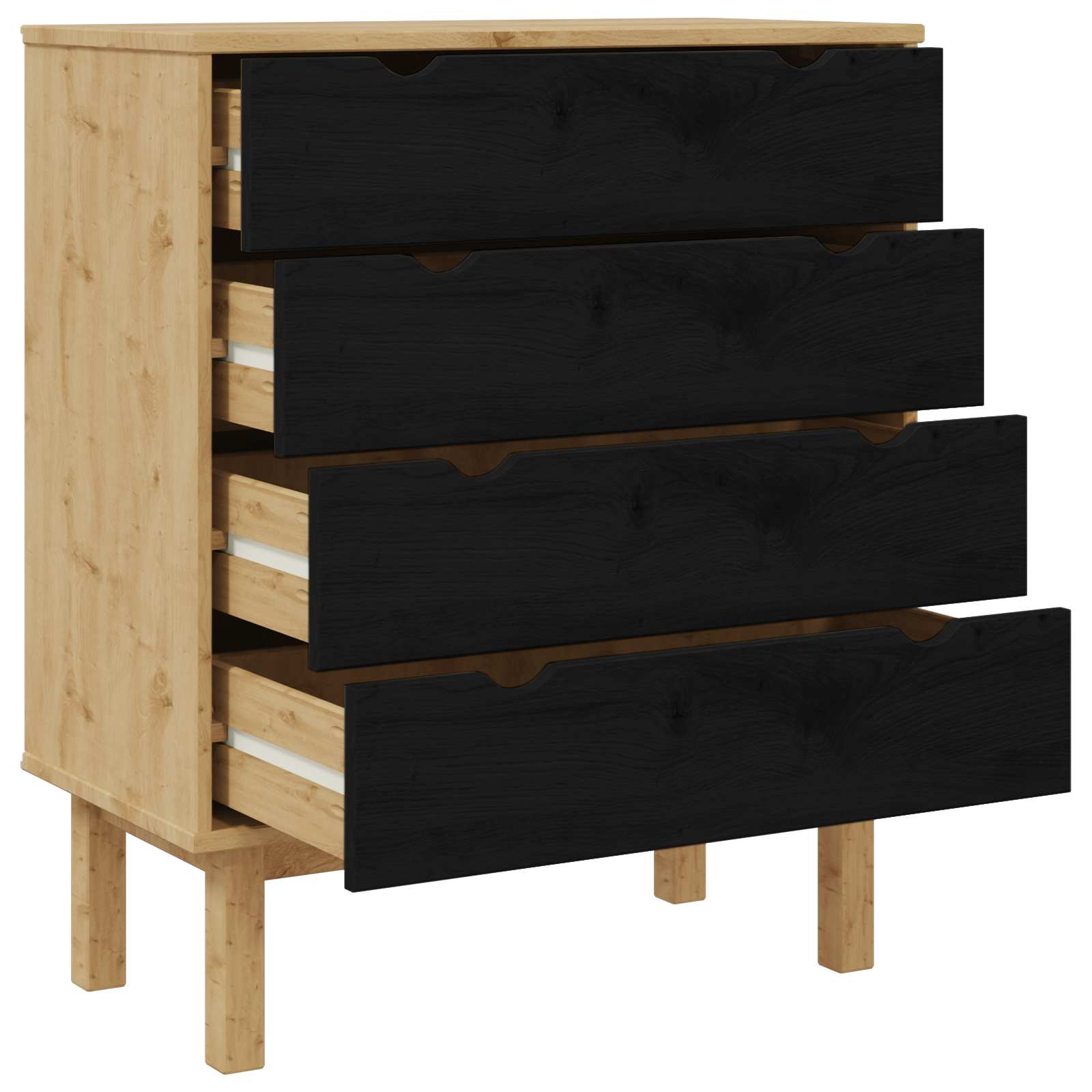 vidaXL Komoda z szufladami z szufladą OTTA Czarny 76,5 x 39,5 x 90 cm
