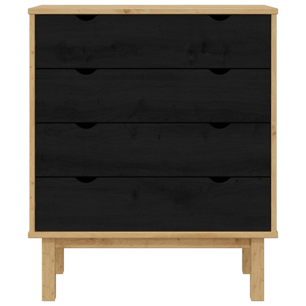 vidaXL Komoda z szufladami z szufladą OTTA Czarny 76,5 x 39,5 x 90 cm