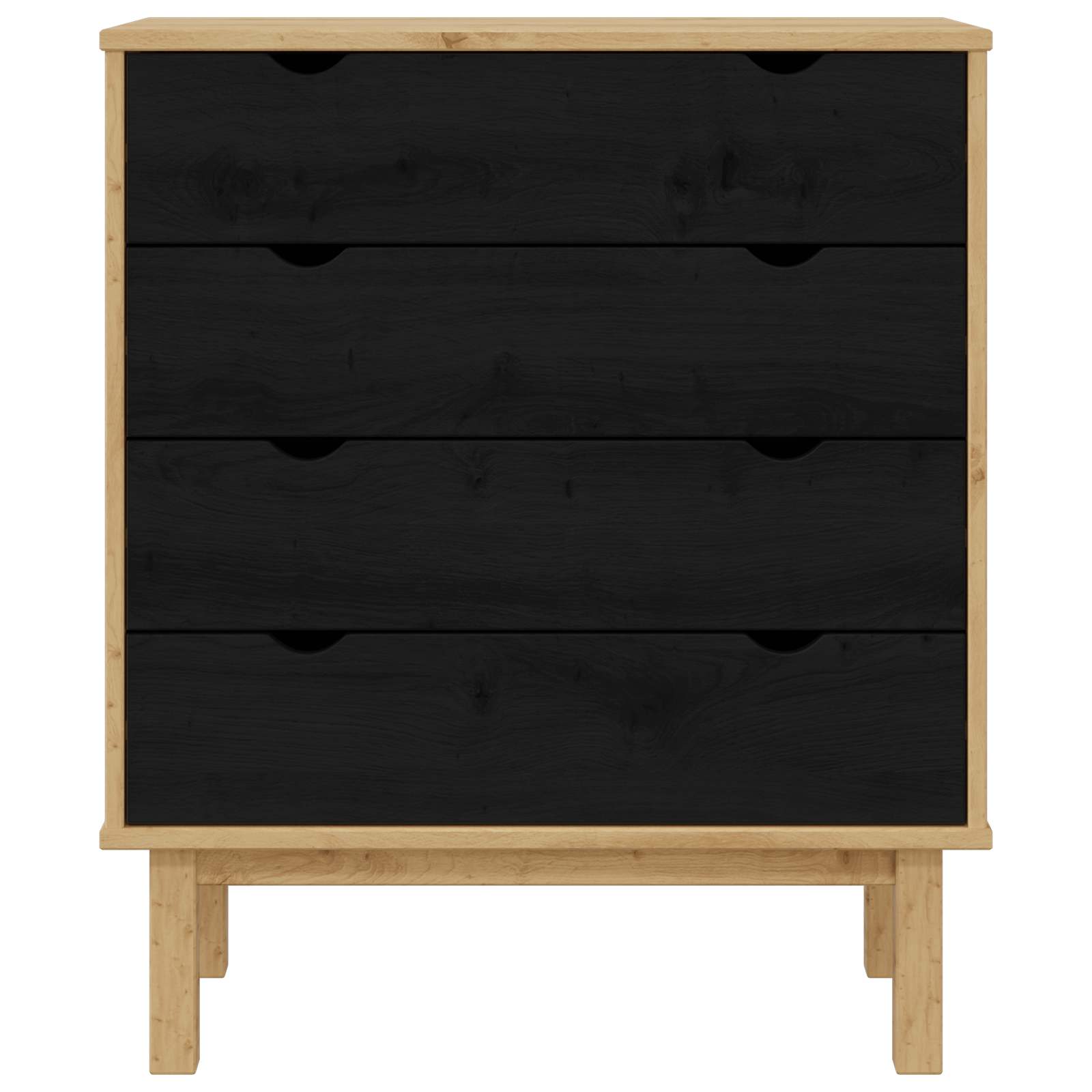 vidaXL Komoda z szufladami z szufladą OTTA Czarny 76,5 x 39,5 x 90 cm
