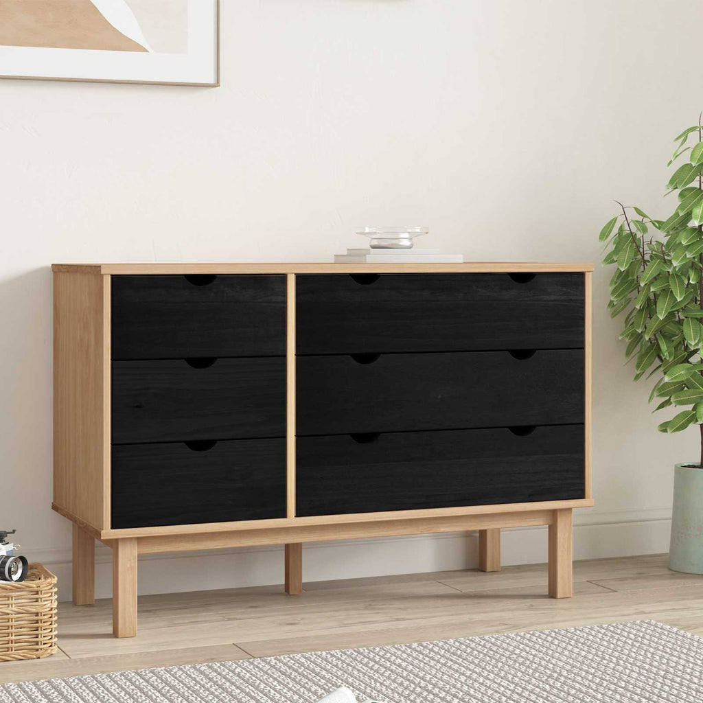 vidaXL Szafka z Szufladami z szufladą OTTA Czarny 111 x 43 x 73,5 cm