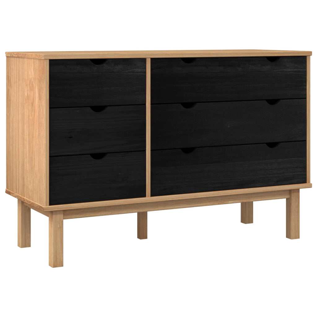 vidaXL Szafka z Szufladami z szufladą OTTA Czarny 111 x 43 x 73,5 cm