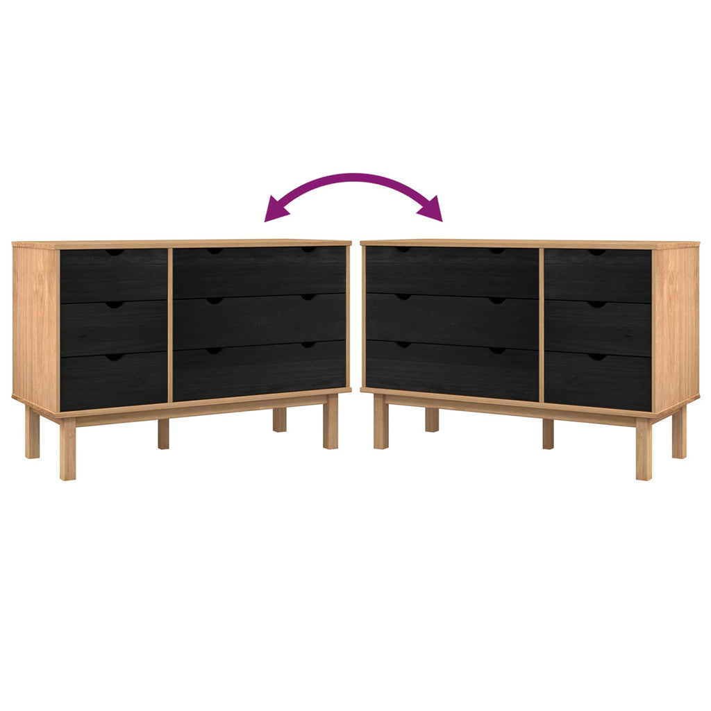 vidaXL Szafka z Szufladami z szufladą OTTA Czarny 111 x 43 x 73,5 cm