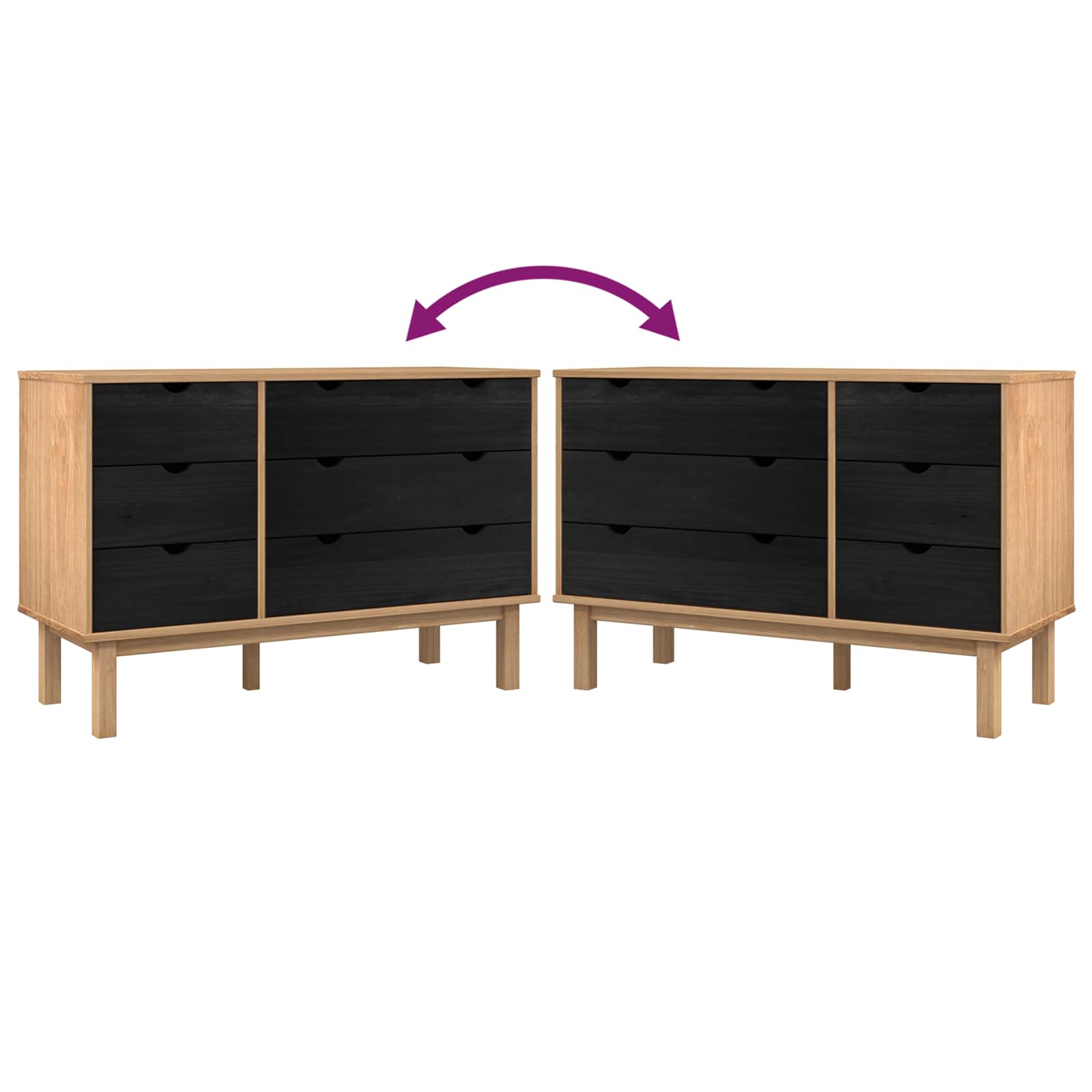 vidaXL Szafka z Szufladami z szufladą OTTA Czarny 111 x 43 x 73,5 cm