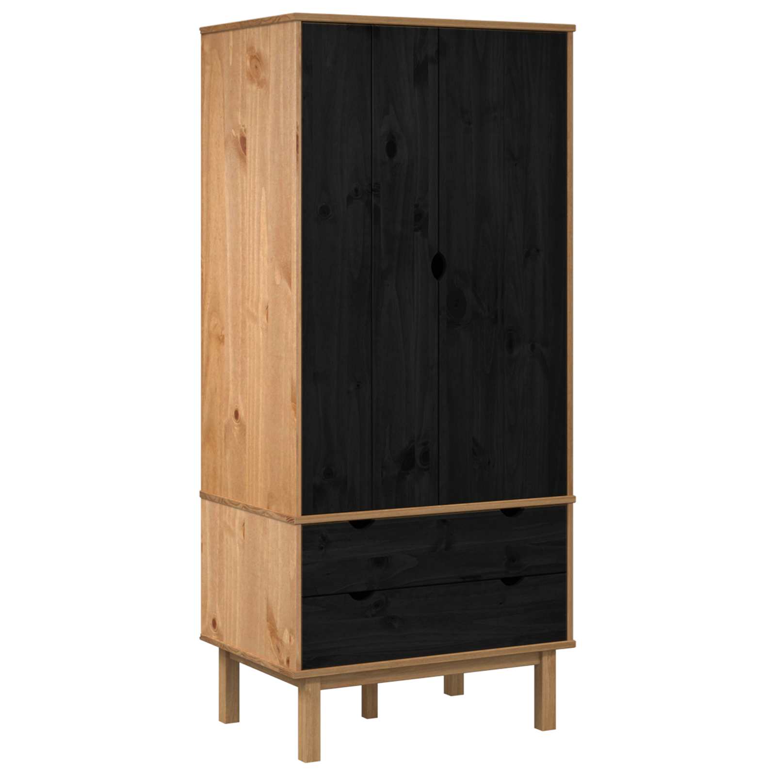 vidaXL Garderoba OTTA Czarny 76,5 x 53 x 172 cm Lite drewno sosnowe