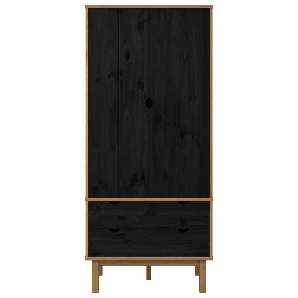 vidaXL Garderoba OTTA Czarny 76,5 x 53 x 172 cm Lite drewno sosnowe