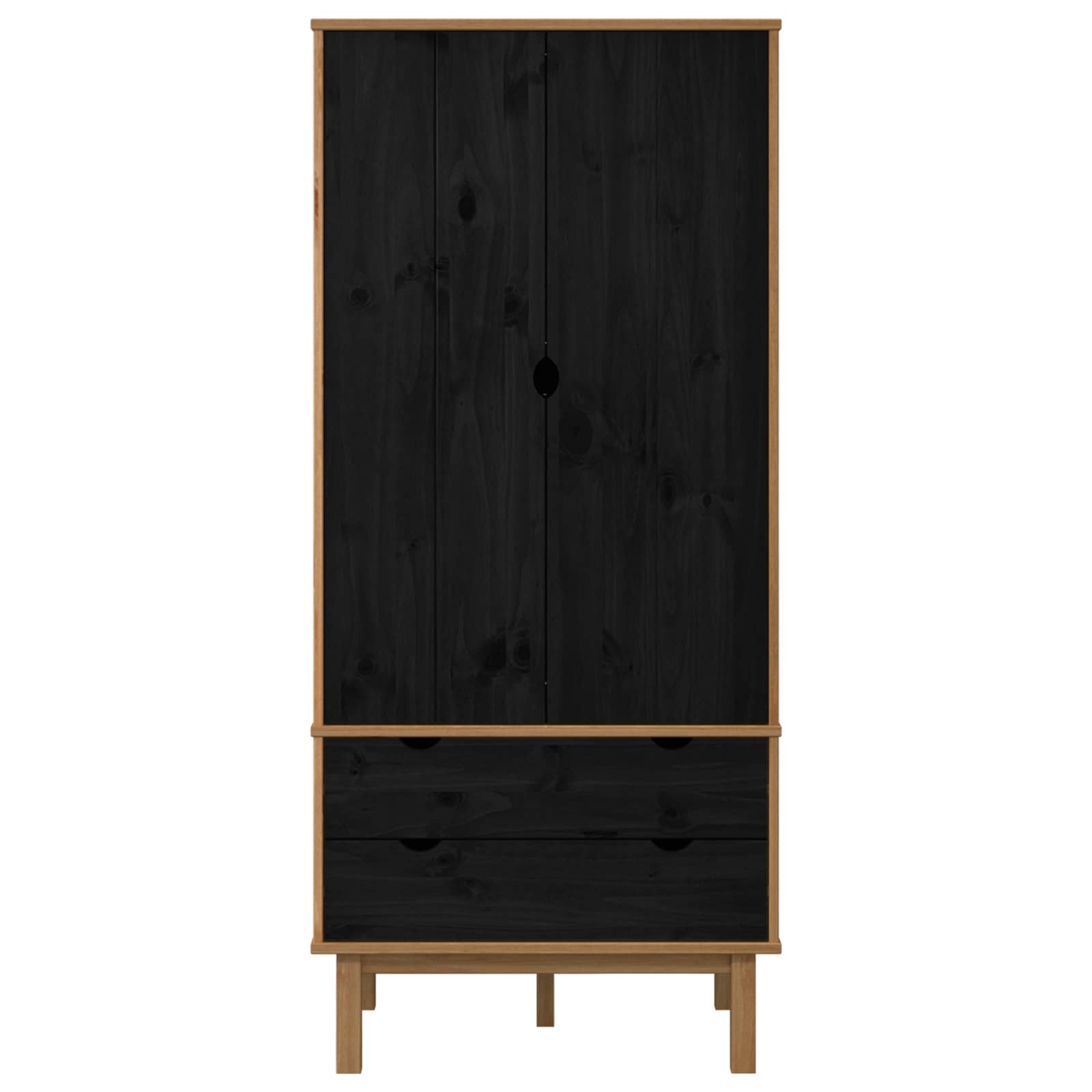 vidaXL Garderoba OTTA Czarny 76,5 x 53 x 172 cm Lite drewno sosnowe