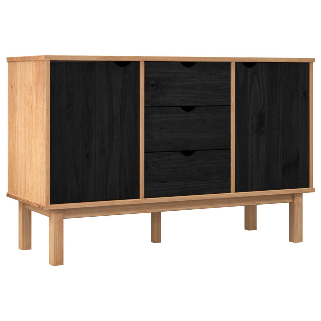 vidaXL Bufet OTTA Czarny 113,5 x 43 x 73 cm Lite drewno sosnowe