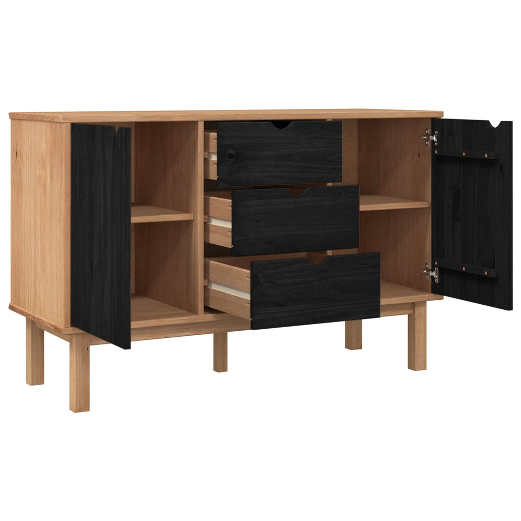 vidaXL Bufet OTTA Czarny 113,5 x 43 x 73 cm Lite drewno sosnowe