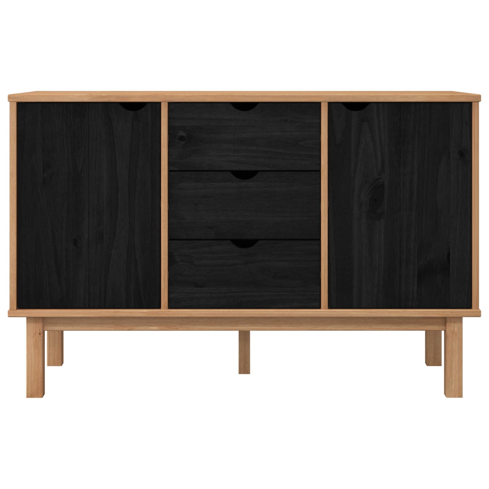 vidaXL Bufet OTTA Czarny 113,5 x 43 x 73 cm Lite drewno sosnowe