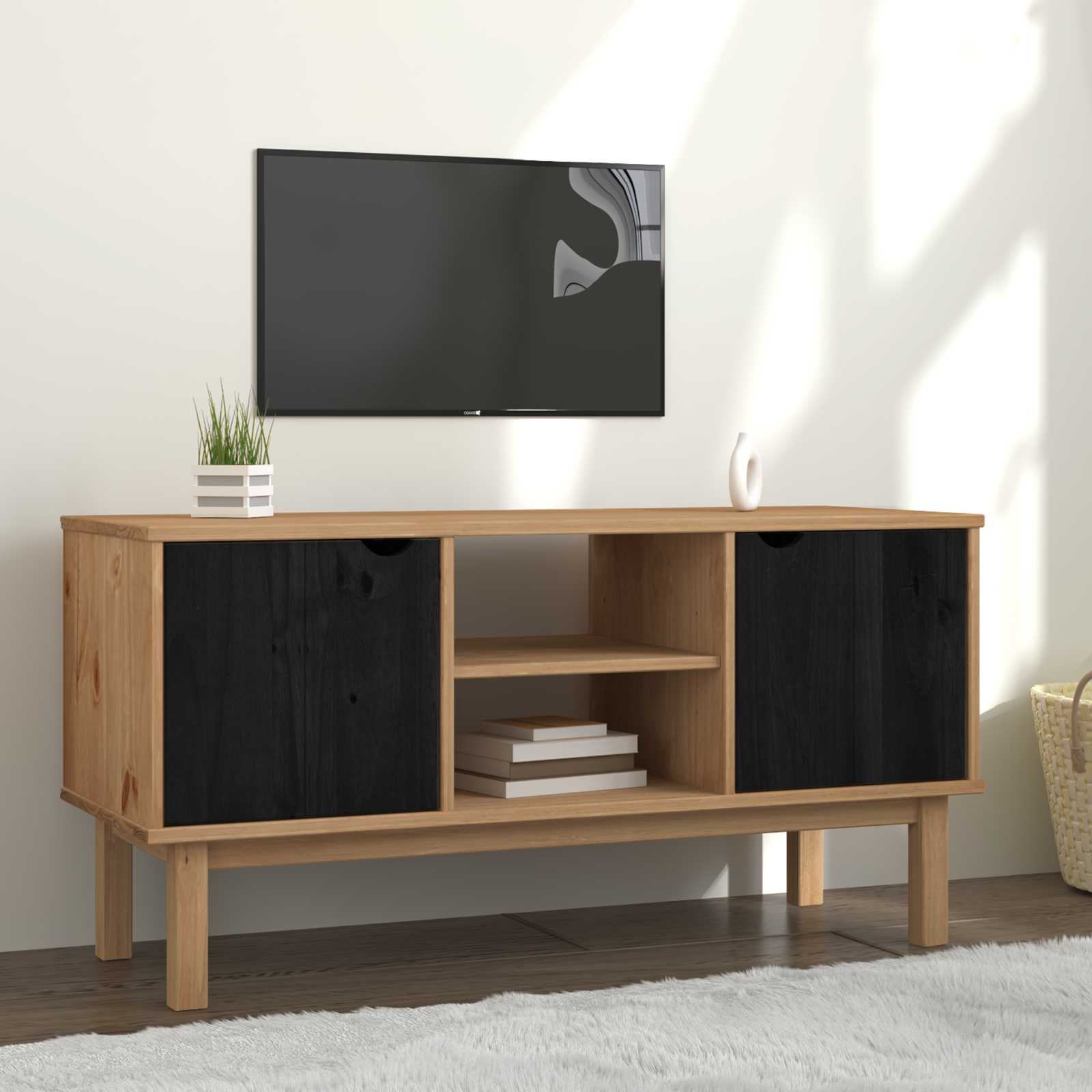 vidaXL Stół pod telewizor OTTA 113,5 x 43 x 57 cm Czarny