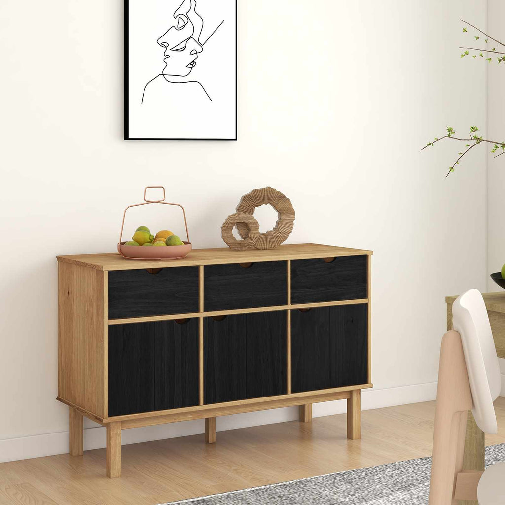 vidaXL Bufet OTTA brązowy i czarny 114 x 43 x 73,5 cm