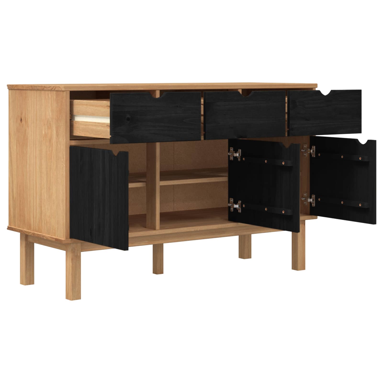 vidaXL Bufet OTTA brązowy i czarny 114 x 43 x 73,5 cm