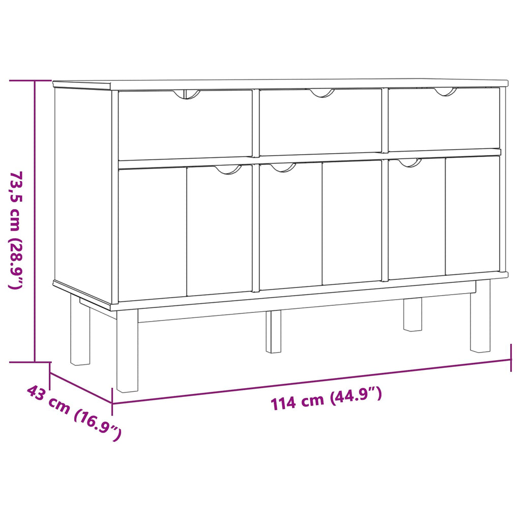 vidaXL Bufet OTTA brązowy i czarny 114 x 43 x 73,5 cm