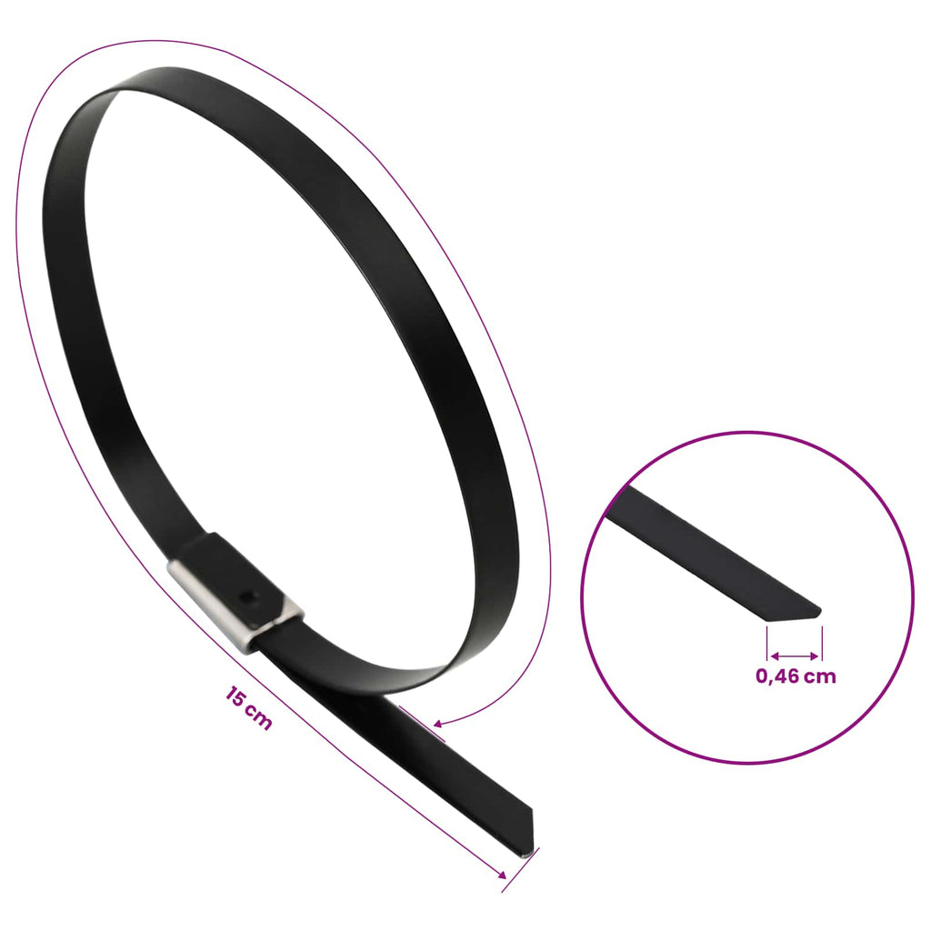 vidaXL Związywacz kablowy 12 szt. 4,6 x 150 mm Czarny