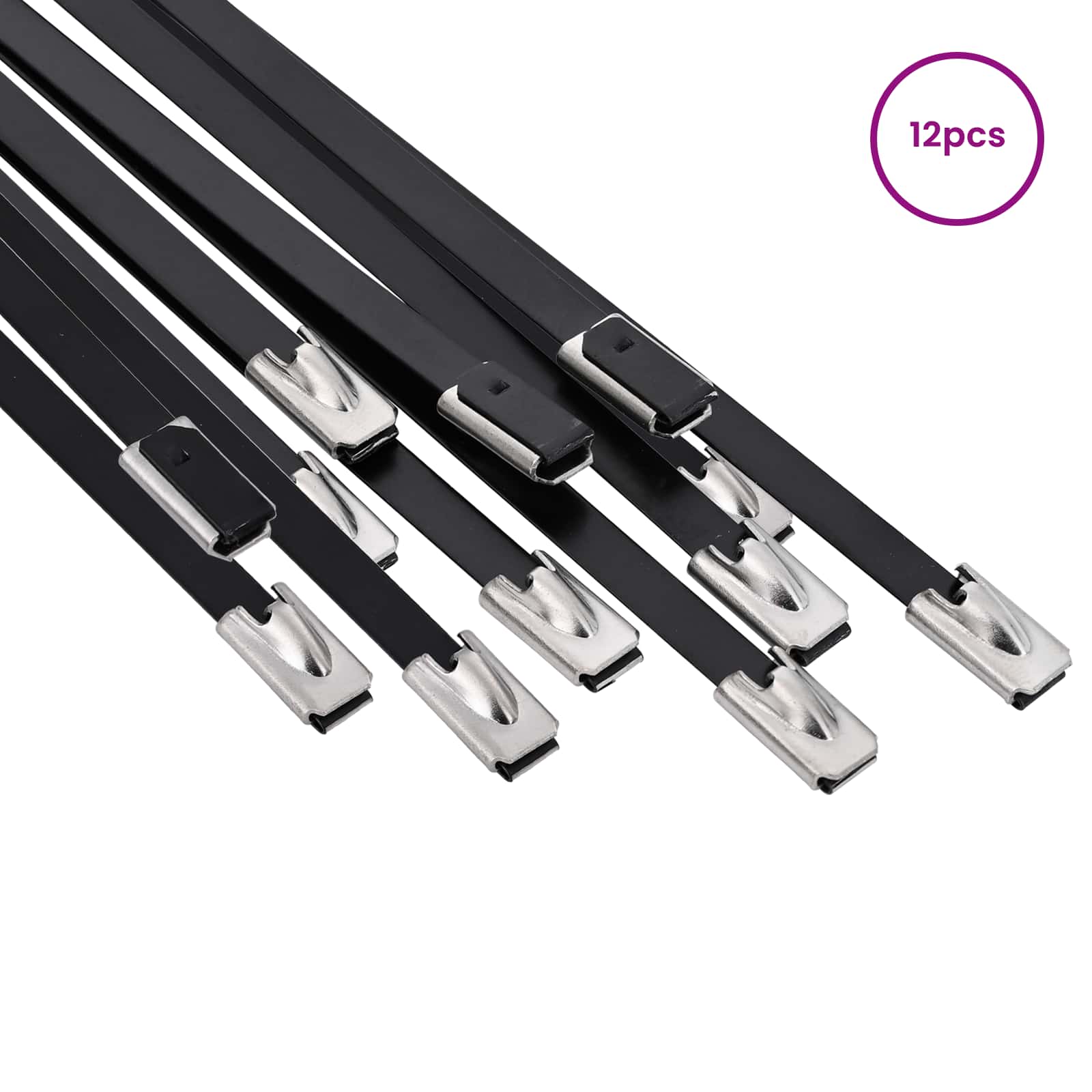 vidaXL Związywacz kablowy 12 szt. 4,6 x 250 mm Czarny