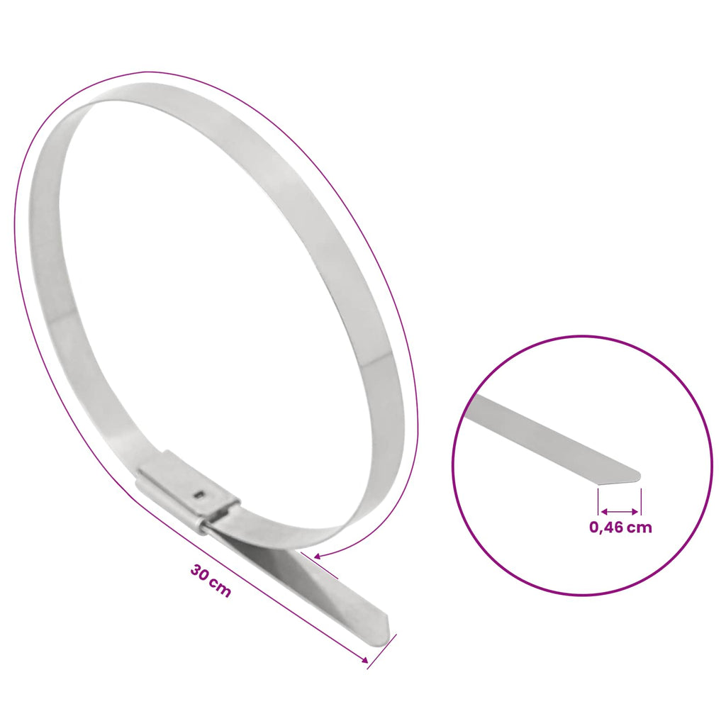 vidaXL Związywacz kablowy 250 szt. 4,6 x 300 mm srebrny