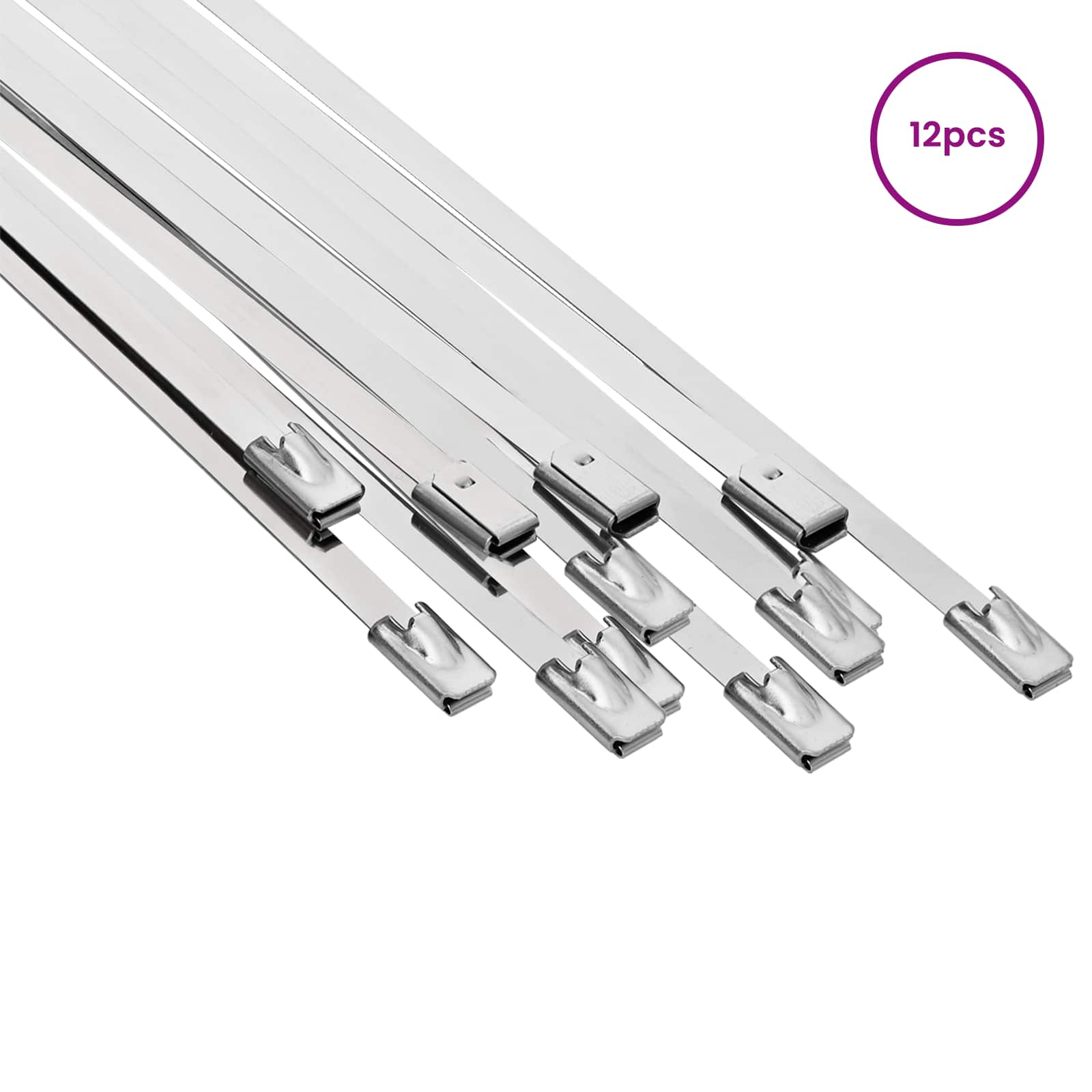 vidaXL Związywacz kablowy 12 szt. 4,6 x 350 mm srebrny